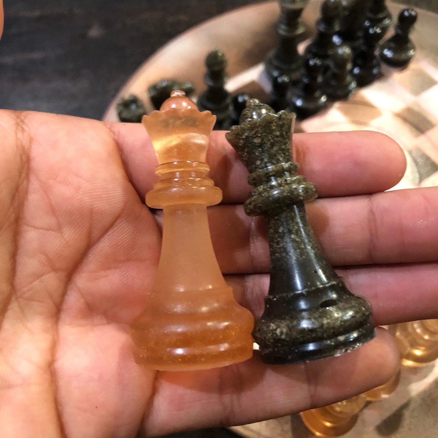 Vinyl Chess Set -Golden Brown (Resin Pieces)