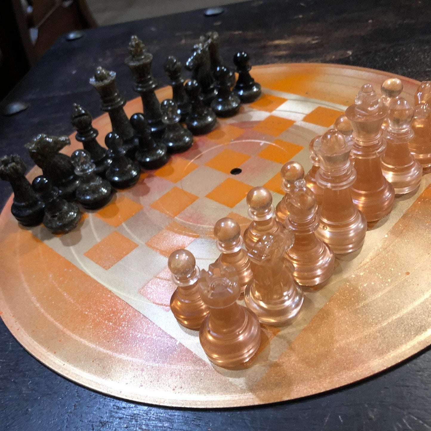 Vinyl Chess Set - Golden Orange (Resin Pieces)