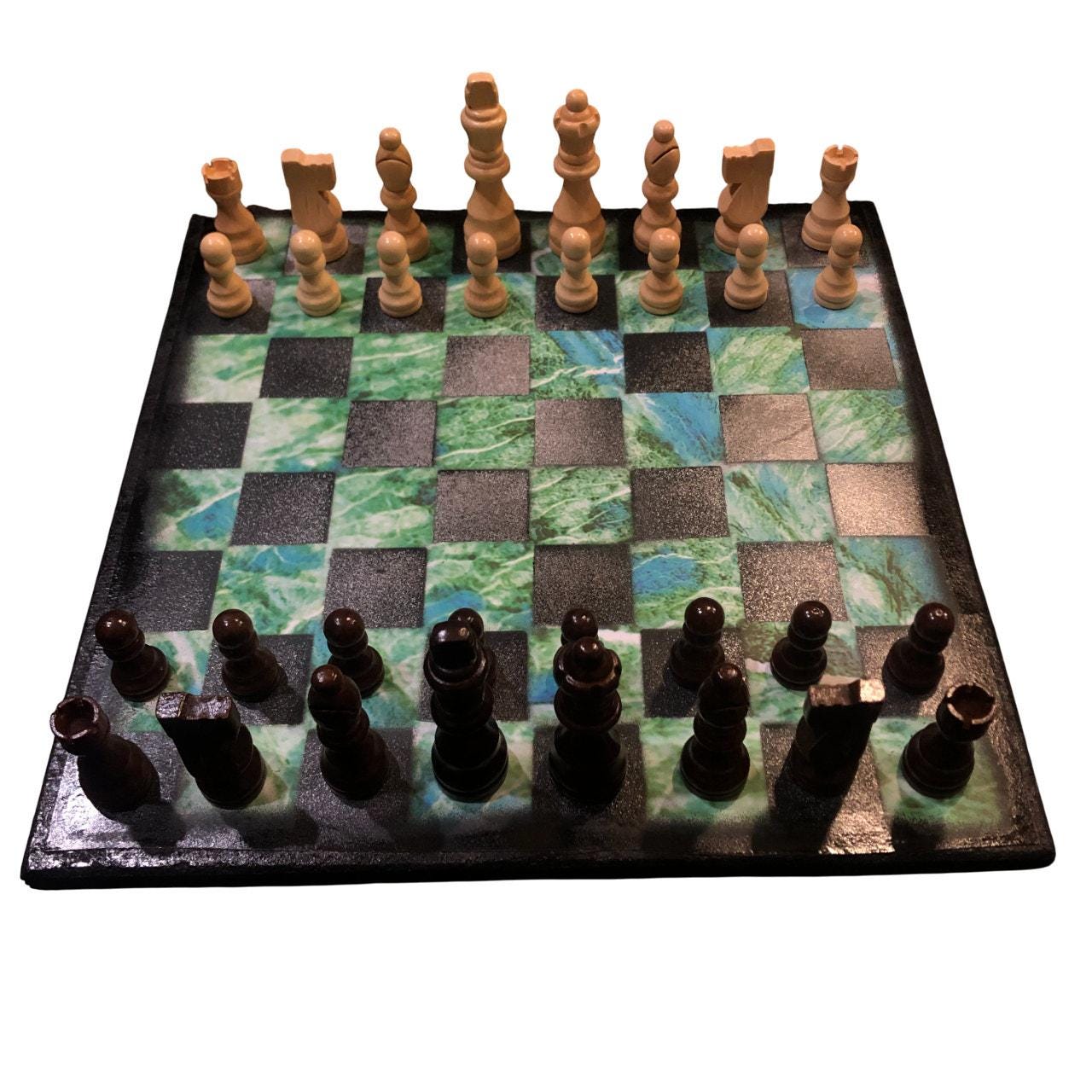 Scrapbook Chess Set - Green Crystal