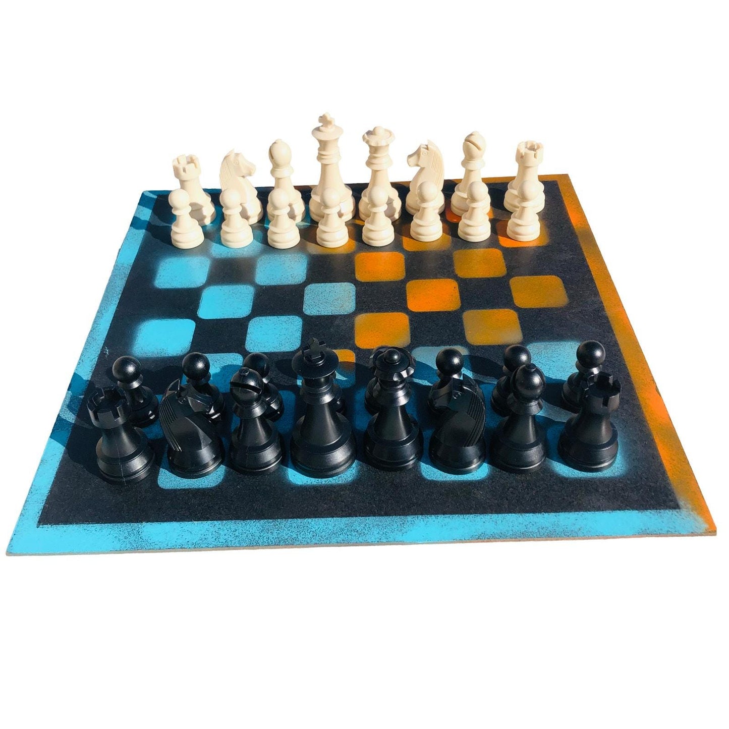 Large Chess Set - Blue & Orange