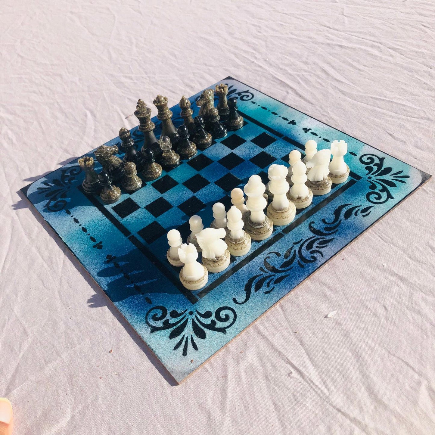 Chess Set - Misty Blue