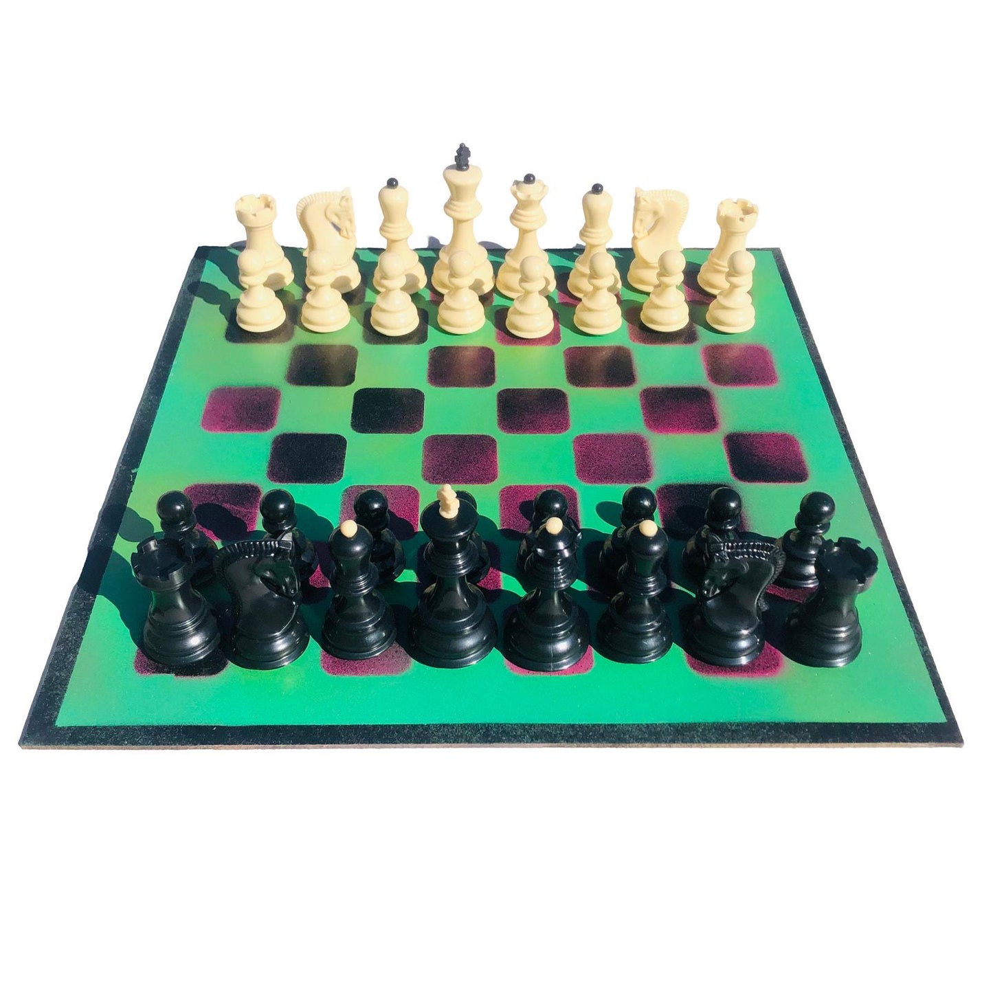 Large Chess Set - Purple & Green