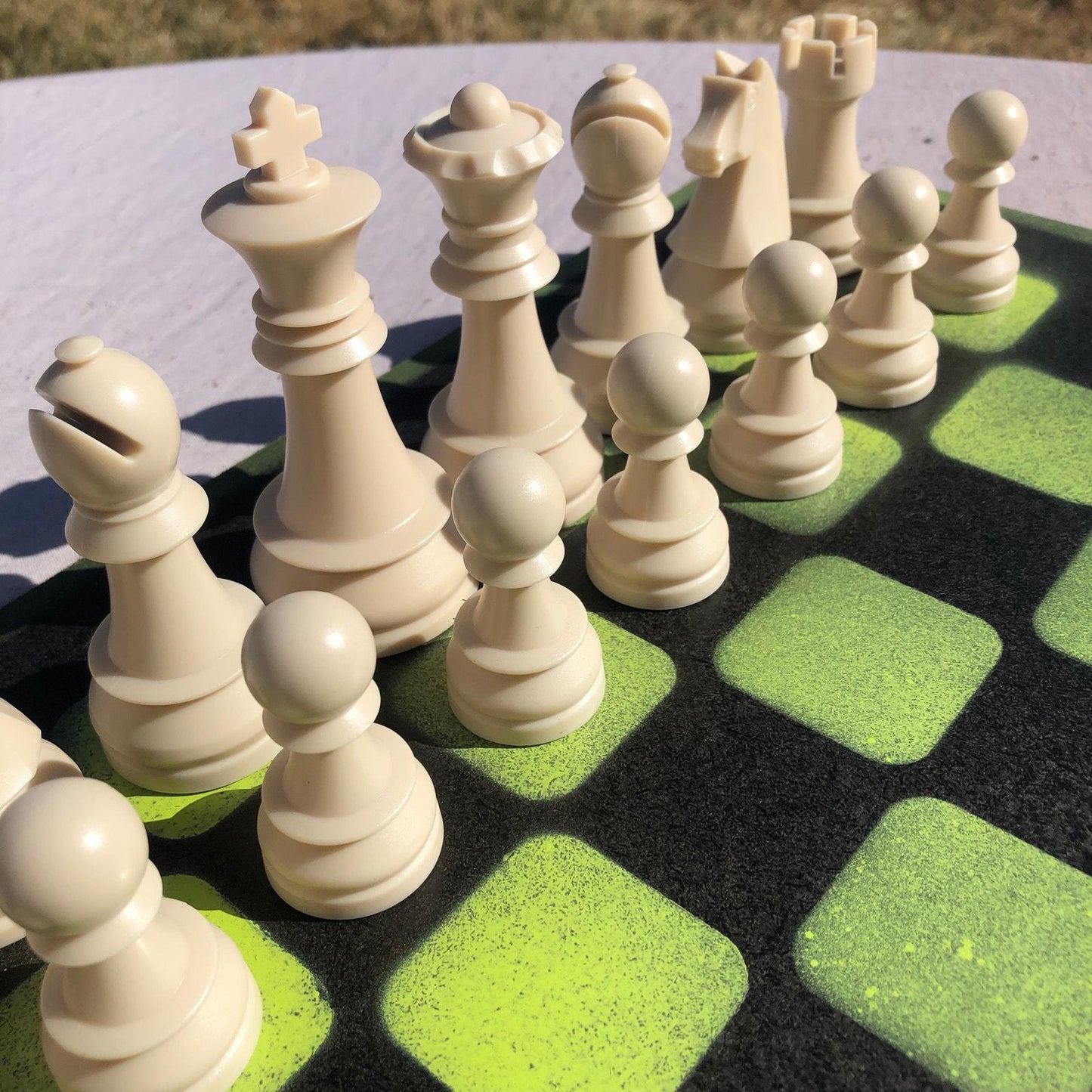 Large Chess Set - Lime Green & Black