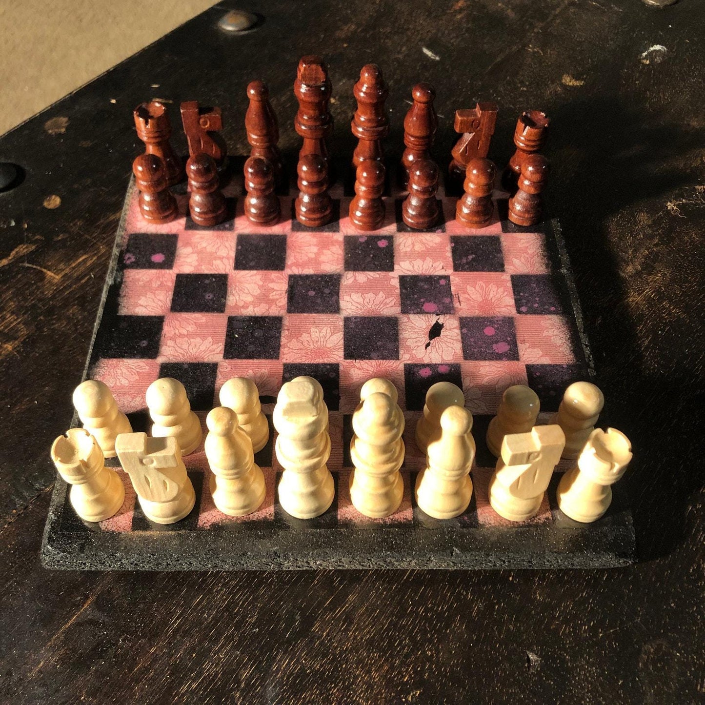 Scrapbook Chess Set - Orangish Pink