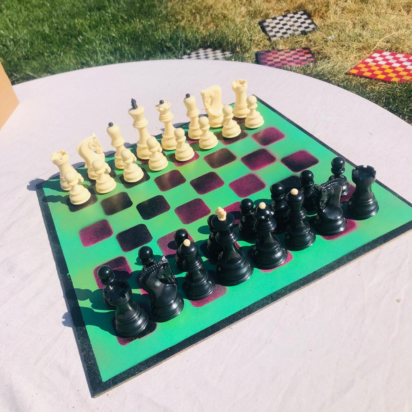 Large Chess Set - Purple & Green