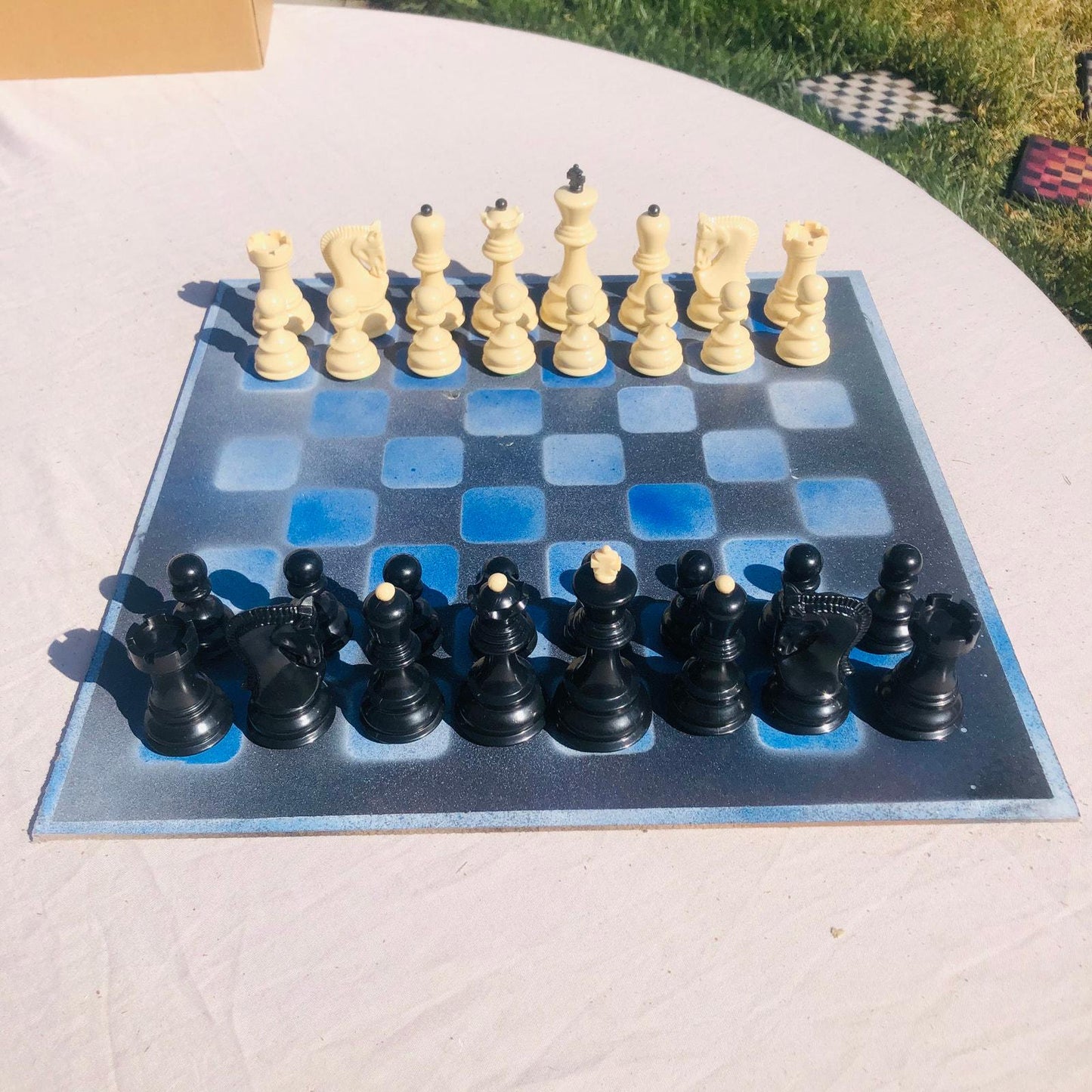 Large Chess Set - Blue & Black