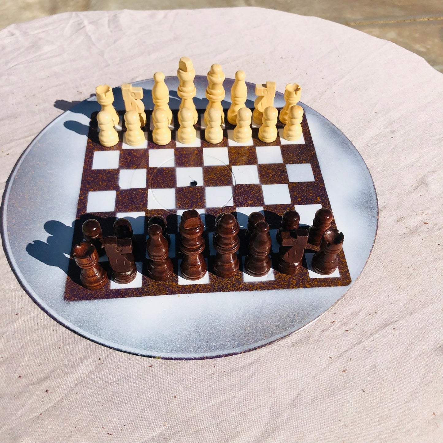 Vinyl Chess Set -  Brown Orange Drizzle