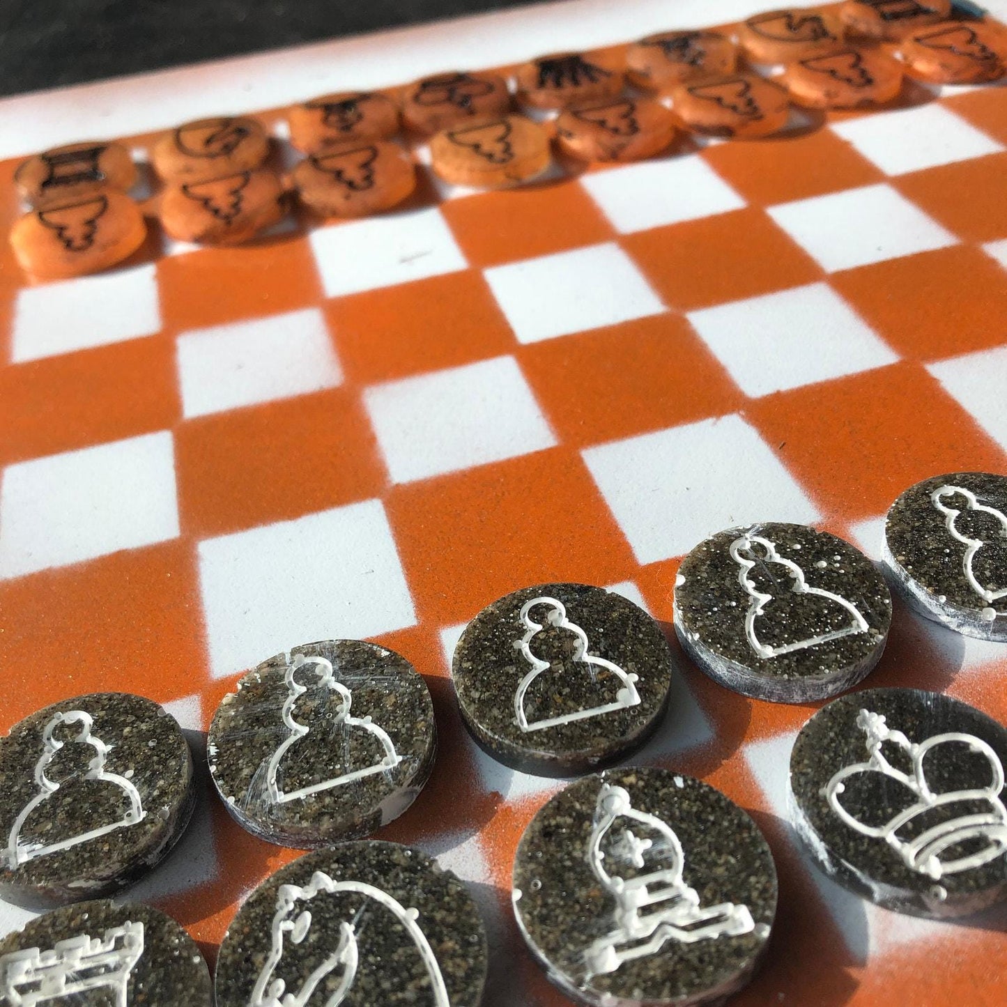 Chess Set - Orange & White