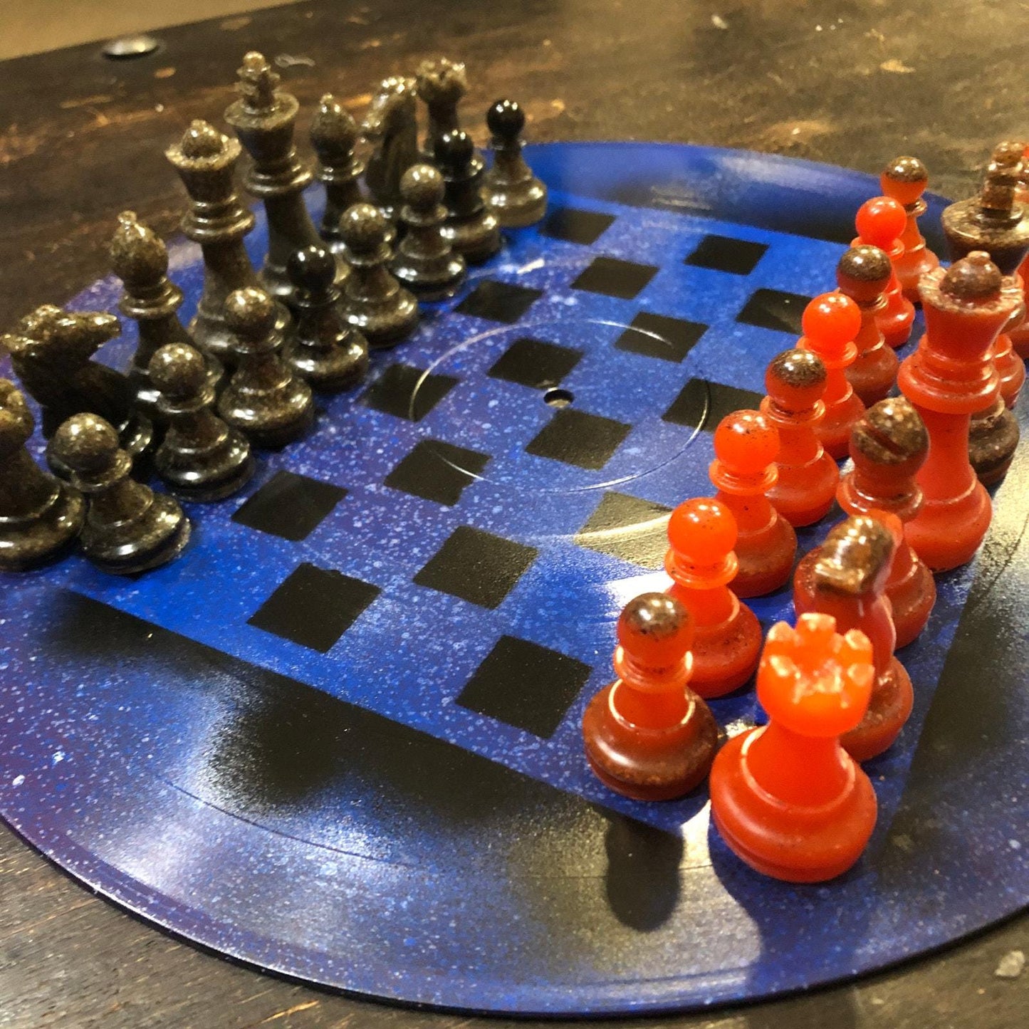 Vinyl Chess Set - Blue Fire (Resin Pieces)