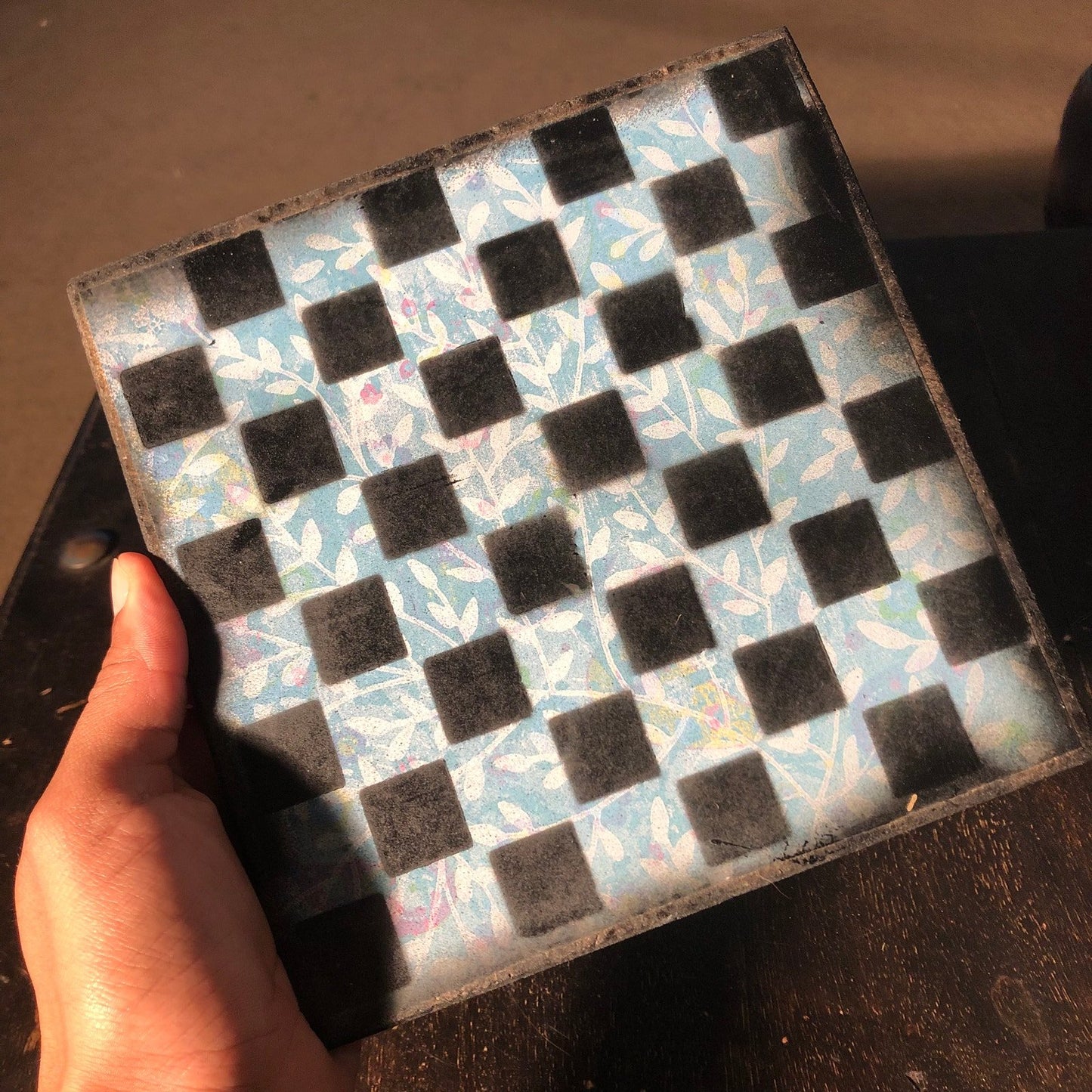 Scrapbook Chess Set - Blue Flower