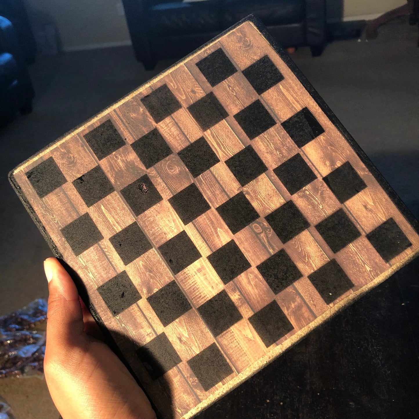 Scrapbook Chess Set - Brown Wood