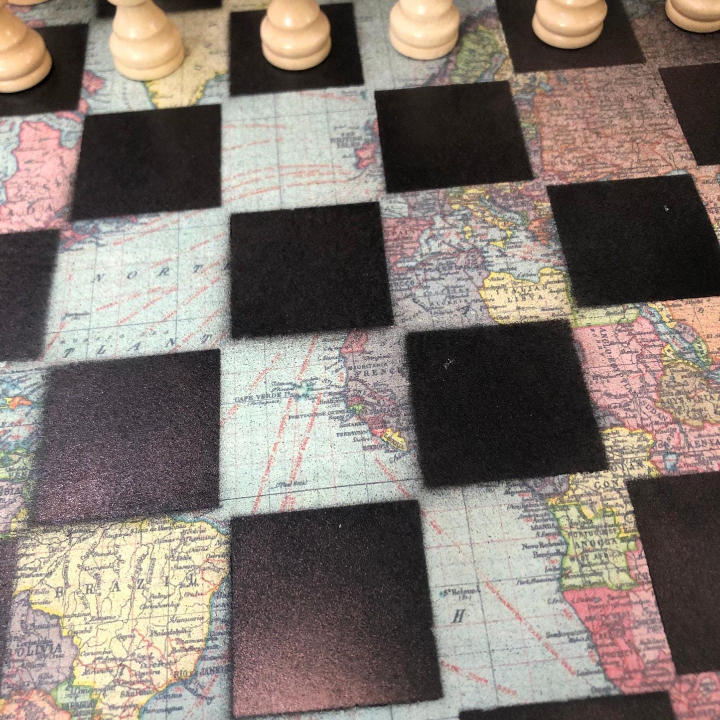 Scrapbook Chess Set - Global Map Edition