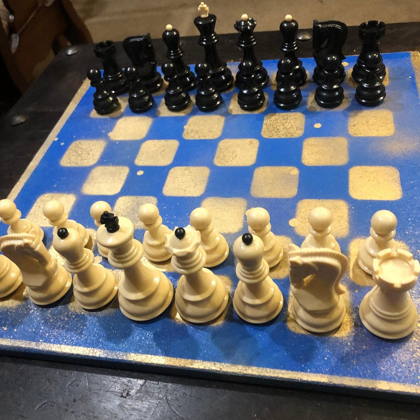 Large Chess Set - Blue & Gold