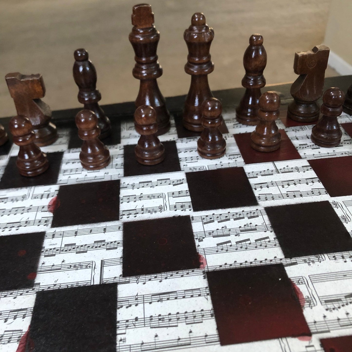 Scrapbook Chess Set - Red Tint Music Notes