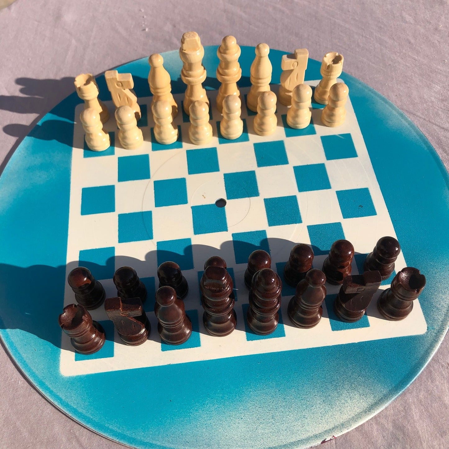 Vinyl Chess Set - Vintage Blue