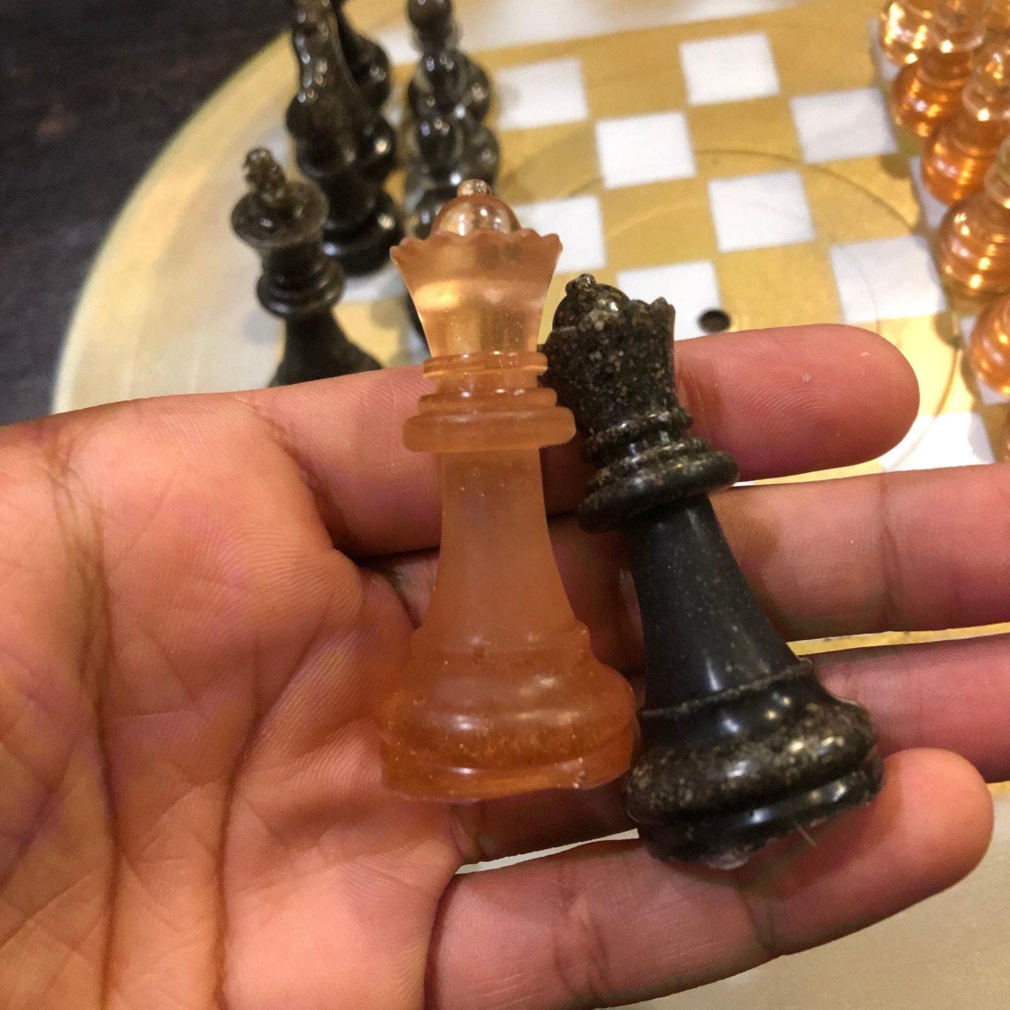 Vinyl Chess Set - Champagne Gold (Resin Pieces)