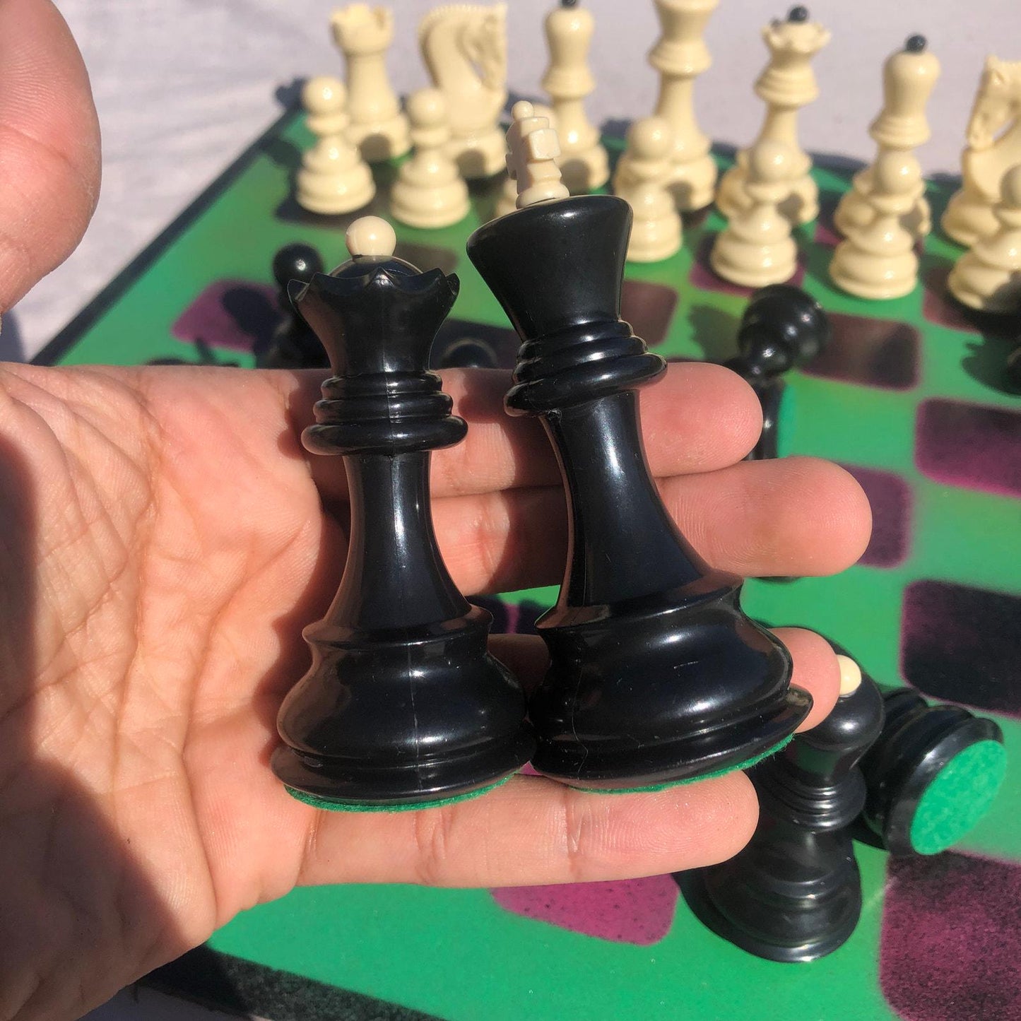 Large Chess Set - Purple & Green