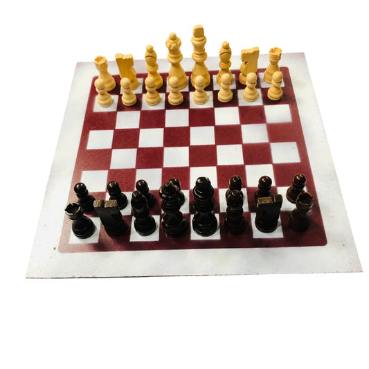 Painted Chess Set - Dark & Red