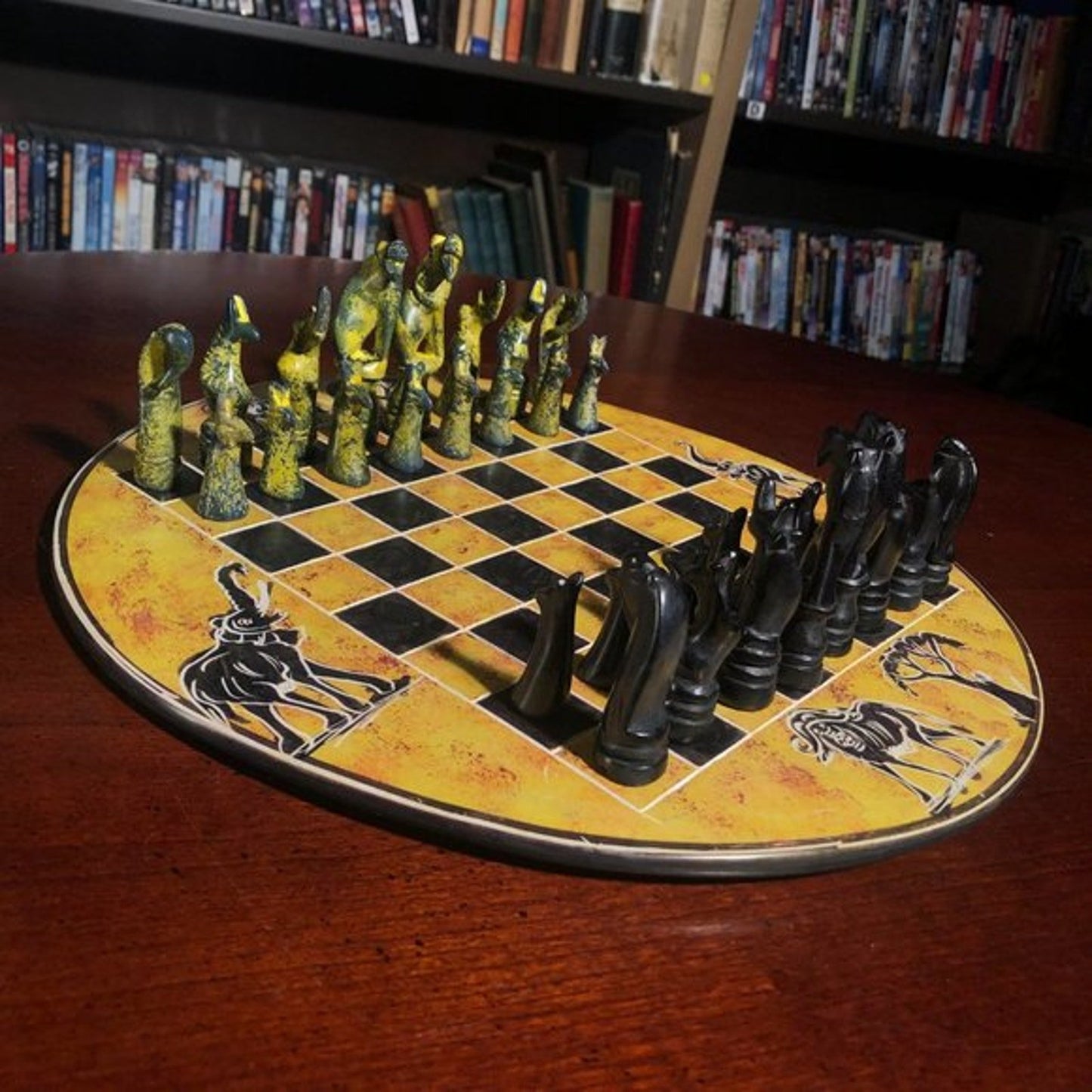 African Vintage Chess Set - Yellow Chess Board