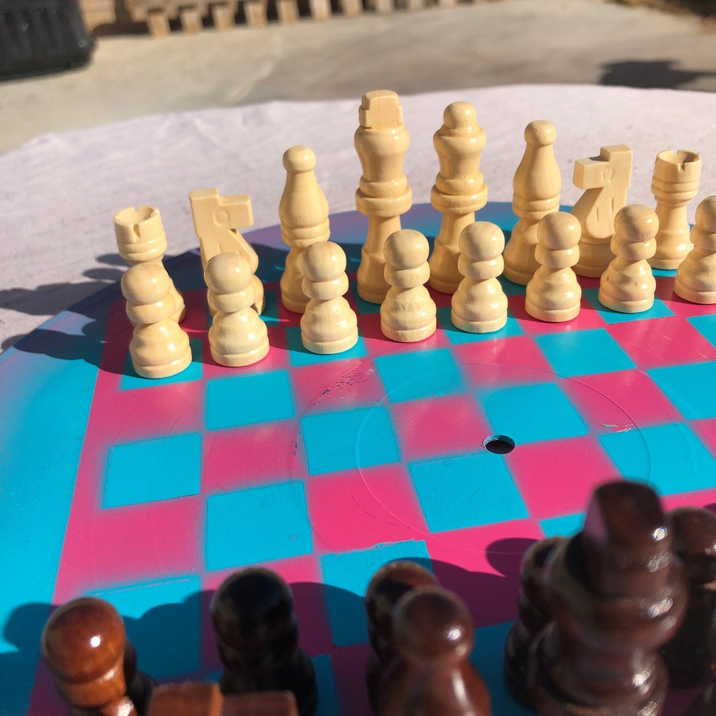 Vinyl Chess Set - Flamingo Pink