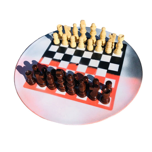 Vinyl Chess Set - Orange & Black Mist