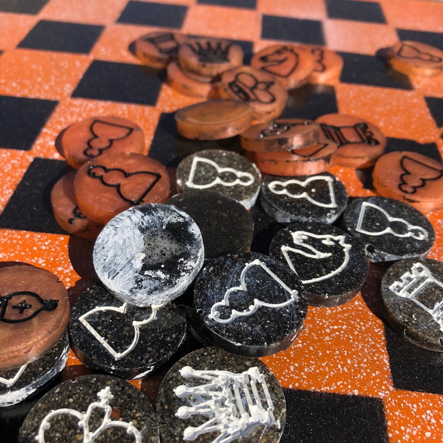 Chess Set - Speckled Orange/Black