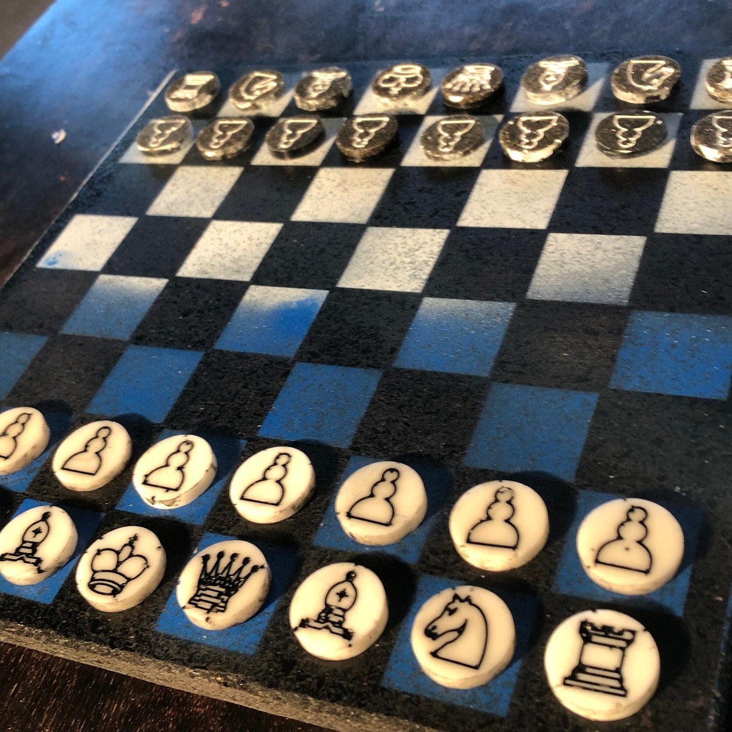 Chess Set - Blue & White (Resin Pieces)