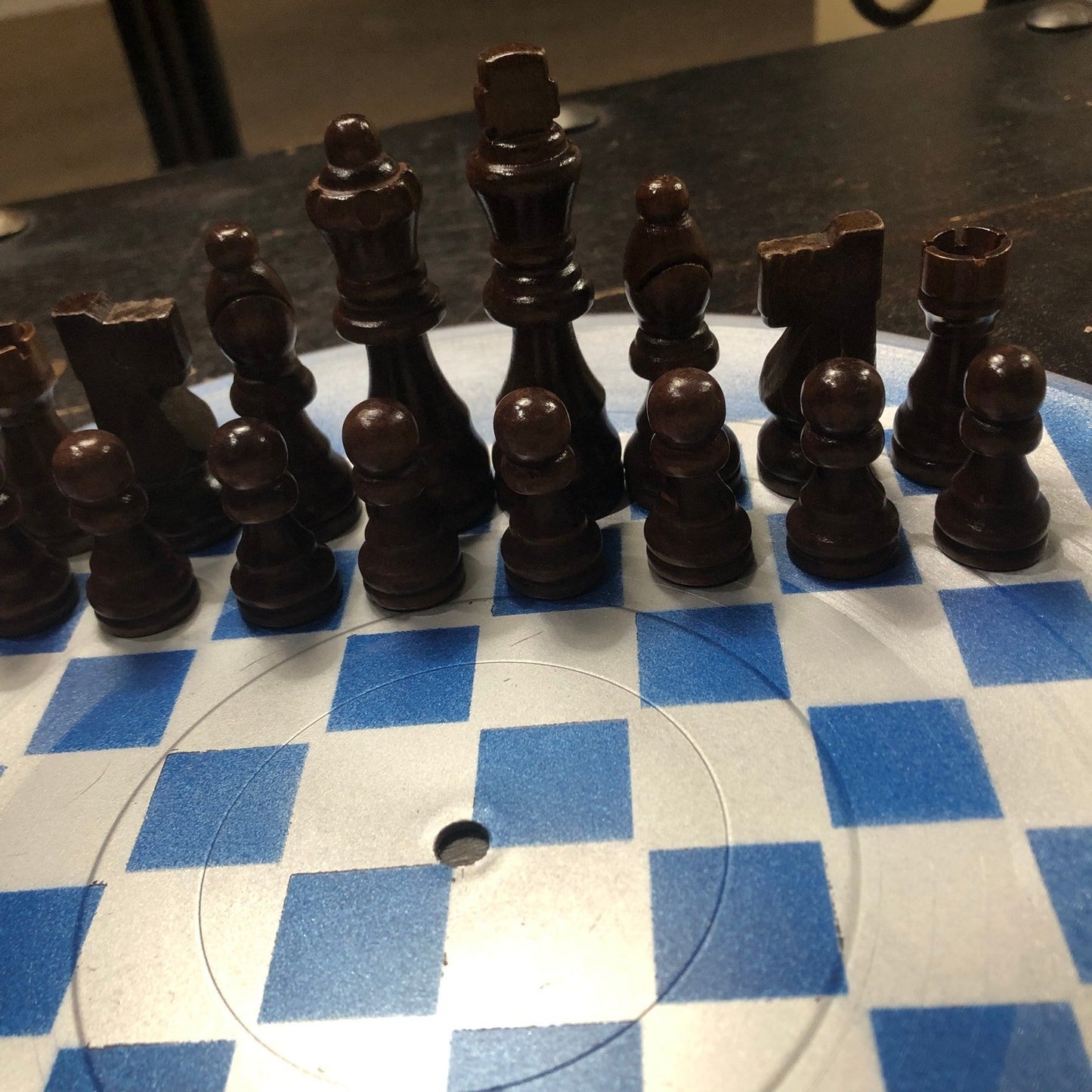 Vinyl Chess Set - Blue & Silver