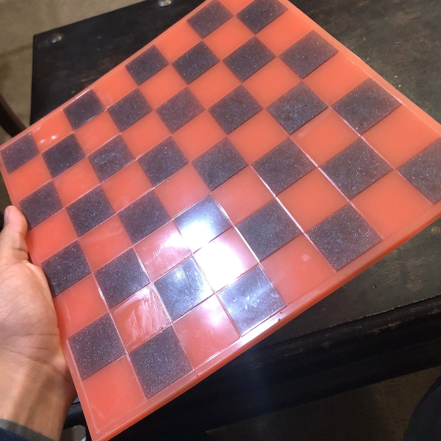 Resin Chess Set - Red & Black (Wood Pieces)