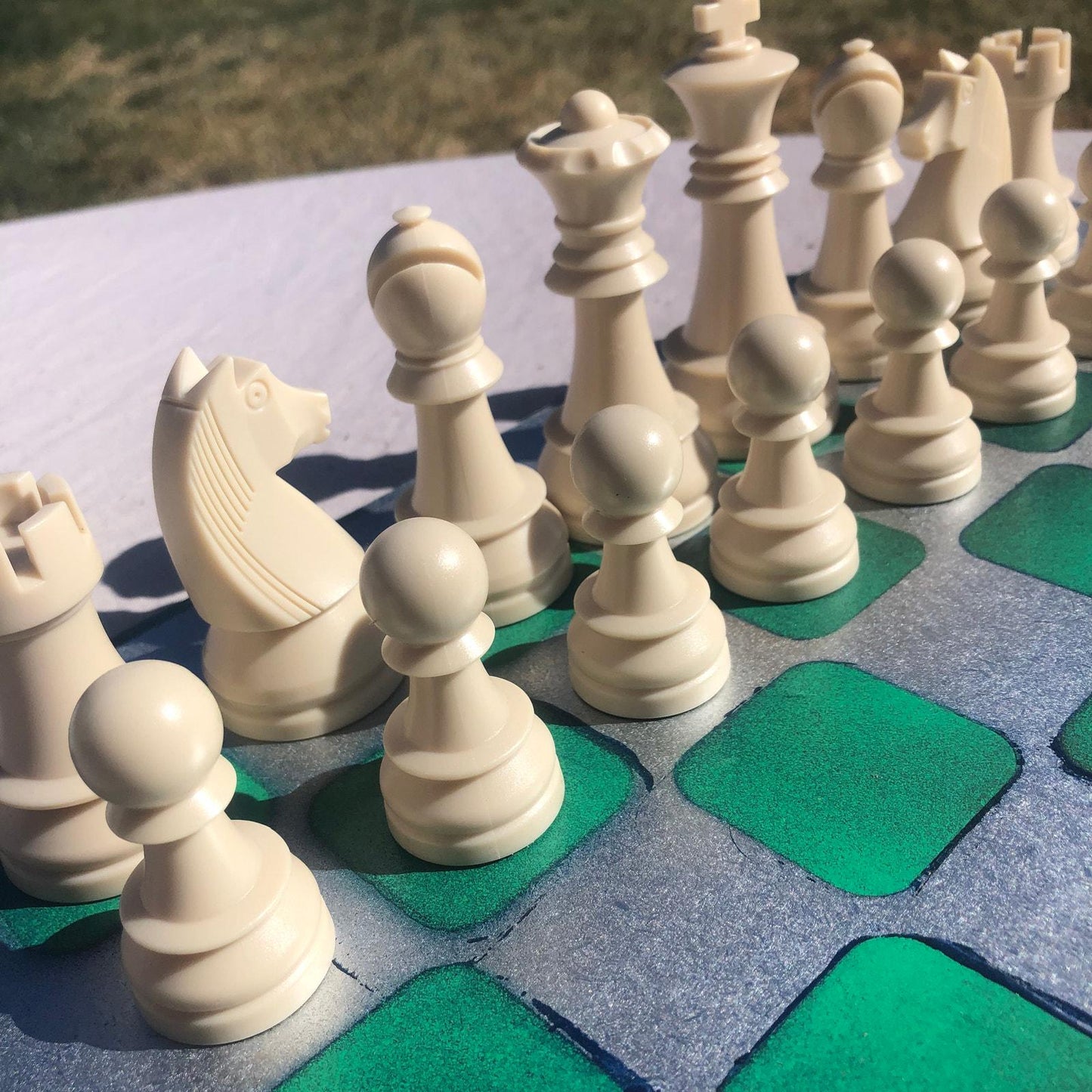 Large Chess Set - Chrome Green