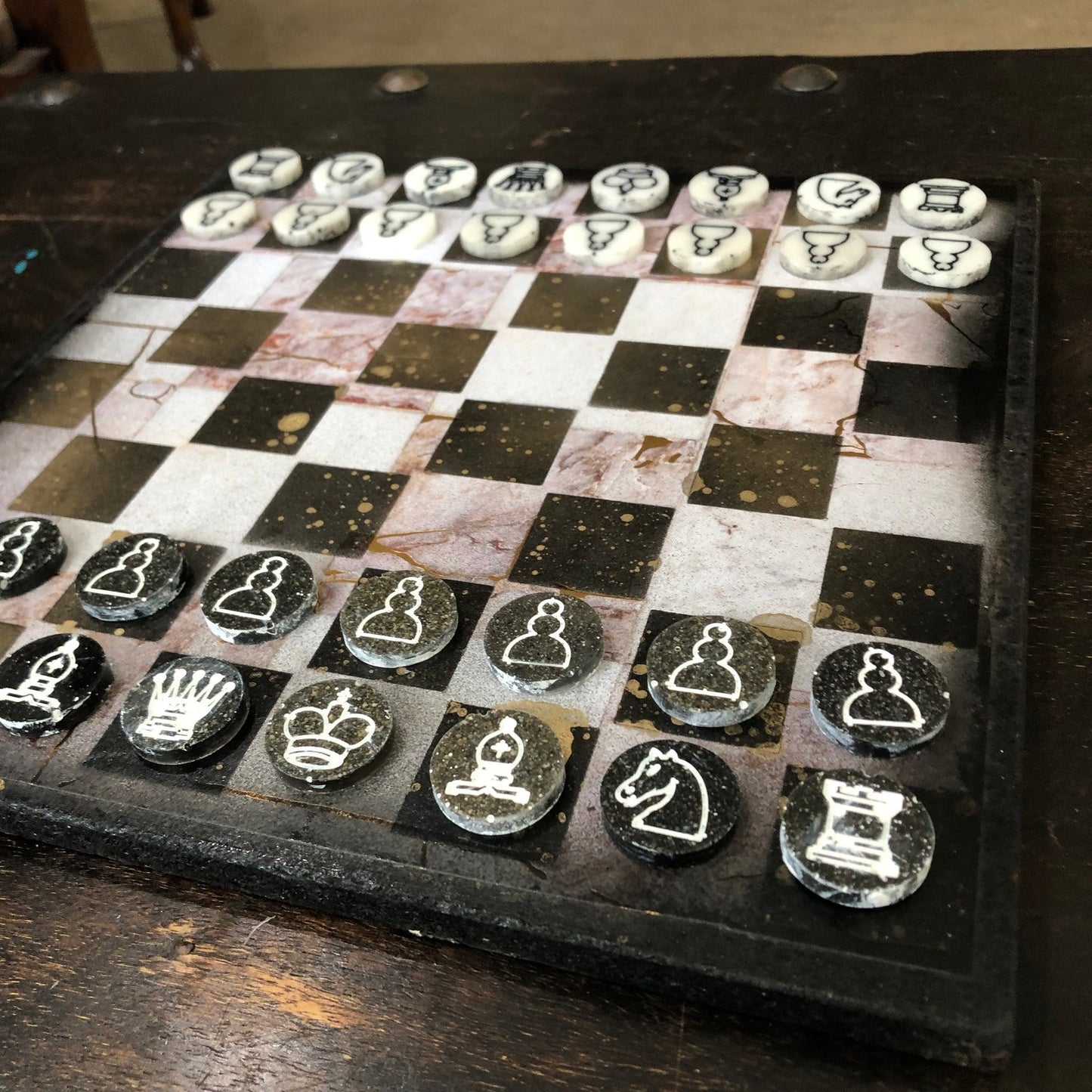 Scrapbook Chess Set - Marble Gold