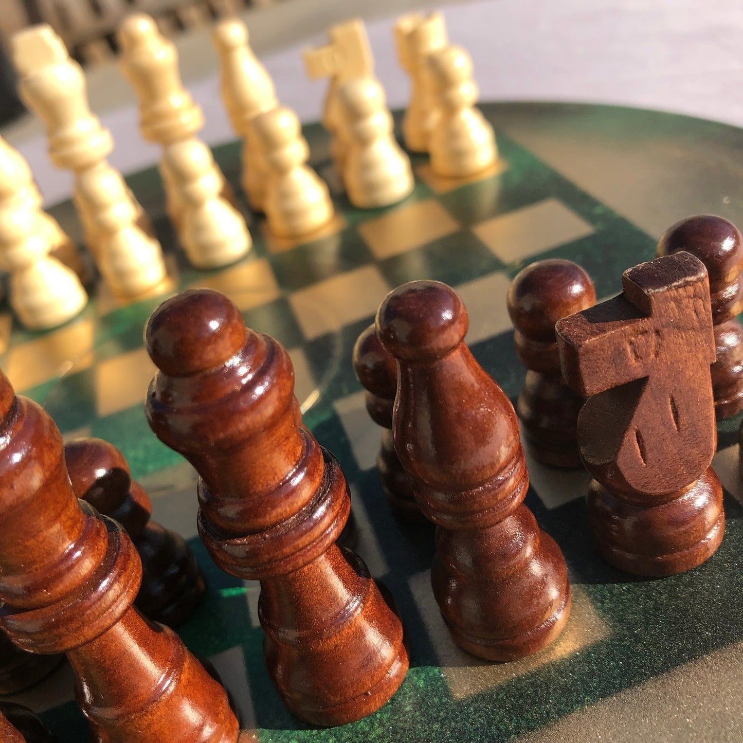 Vinyl Chess Set - Golden Deep Green