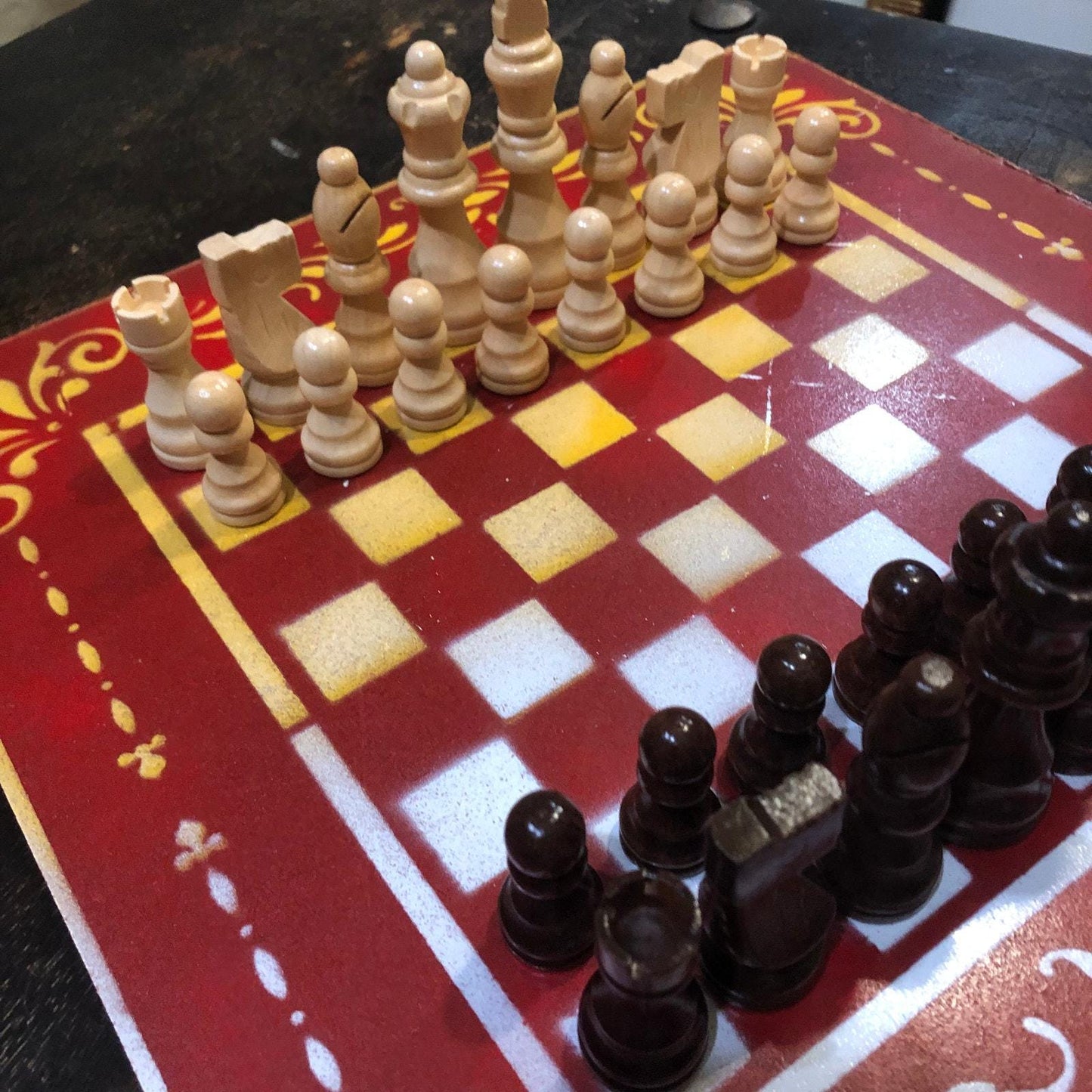 Chess Set - Red White & Yellow