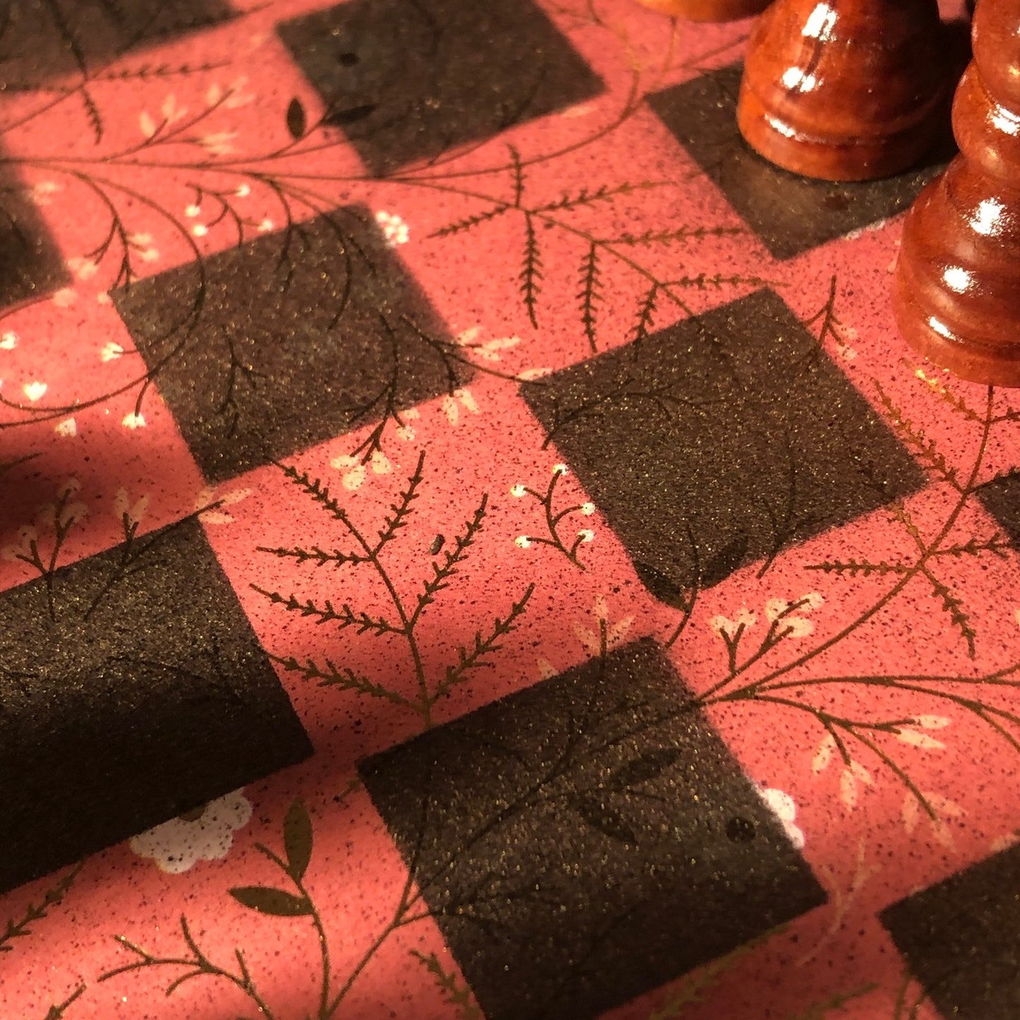 Scrapbook Chess Set - Red Gold Foil Flower