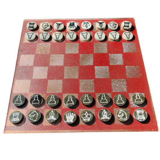 Chess Set - Red Chrome Shine