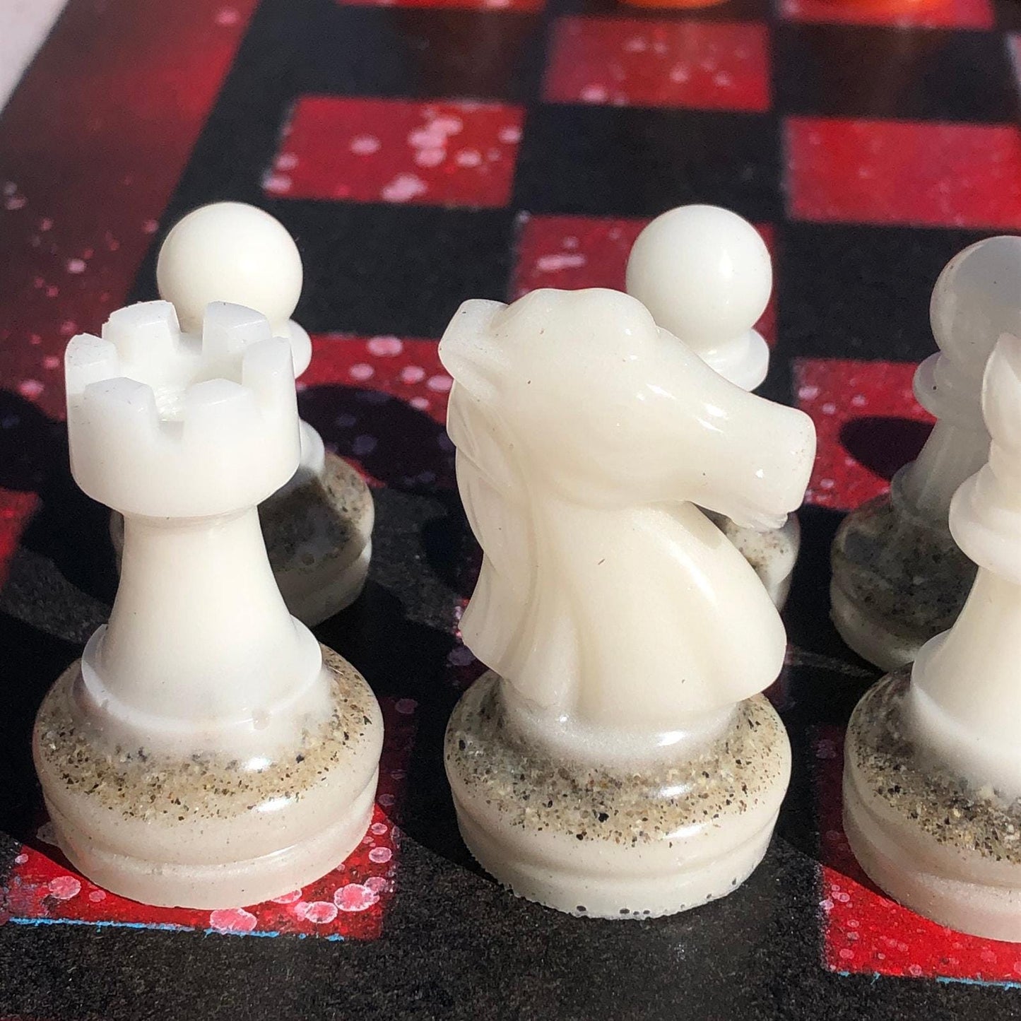 Chess Set - Fire Snow Opal Red