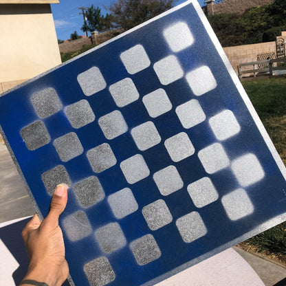 Large Chess Set - Blue Chrome