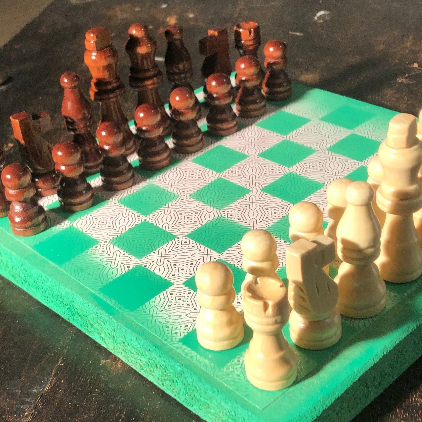 Scrapbook Chess Set - Green Neon