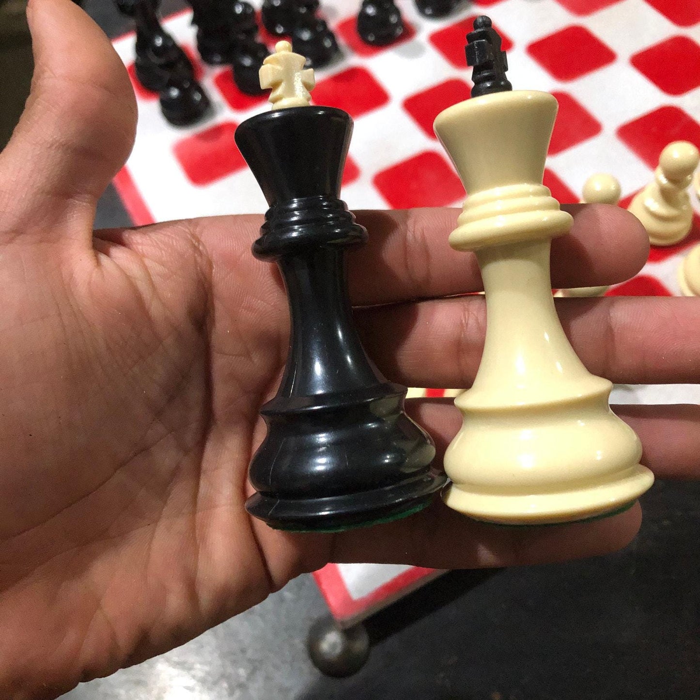 Large Painted Chess Set - White & Red