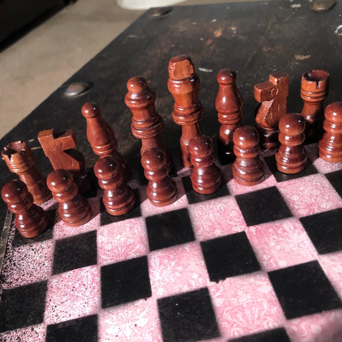 Scrapbook Chess Set - Old Pink