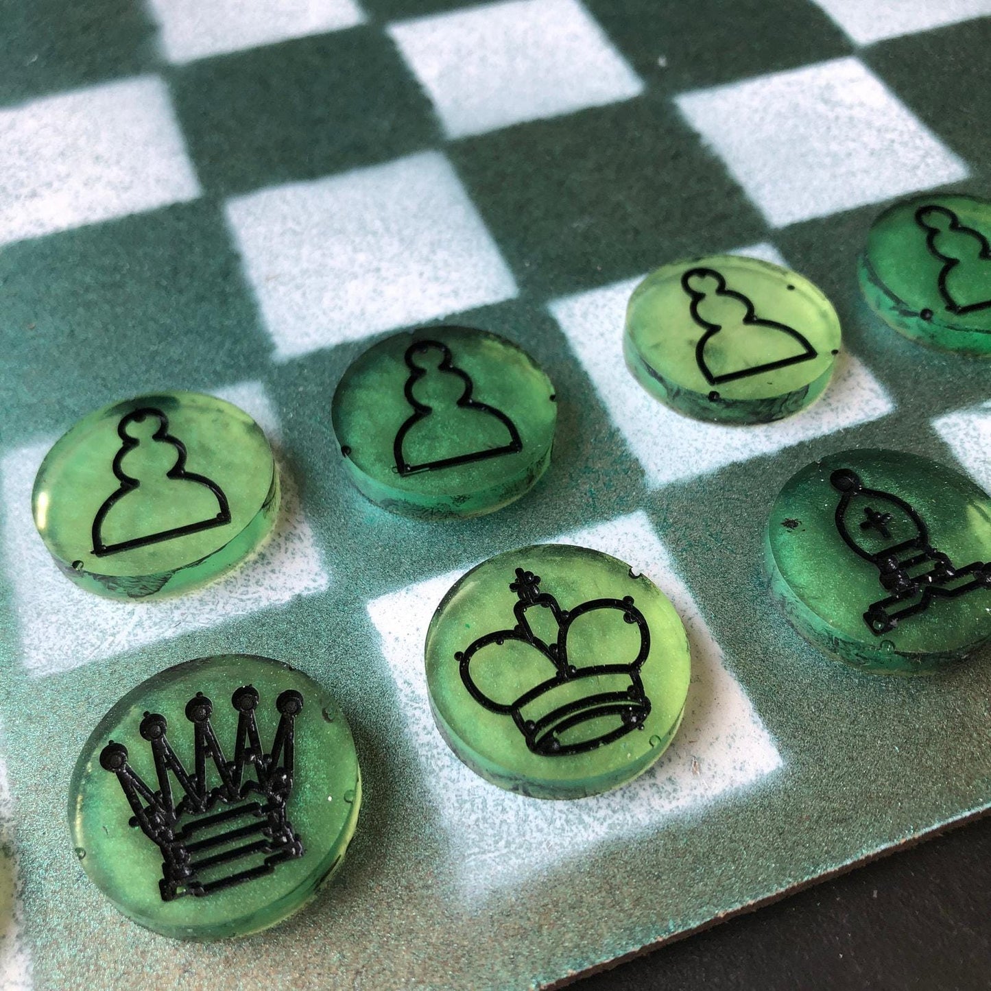 Chess Set - Green & White