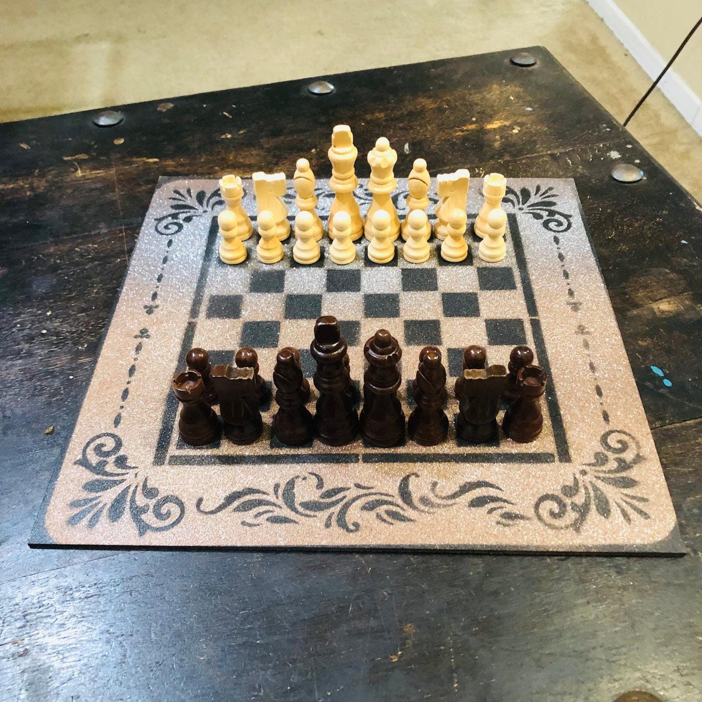 Chess Set - Chrome Gold Sparkles