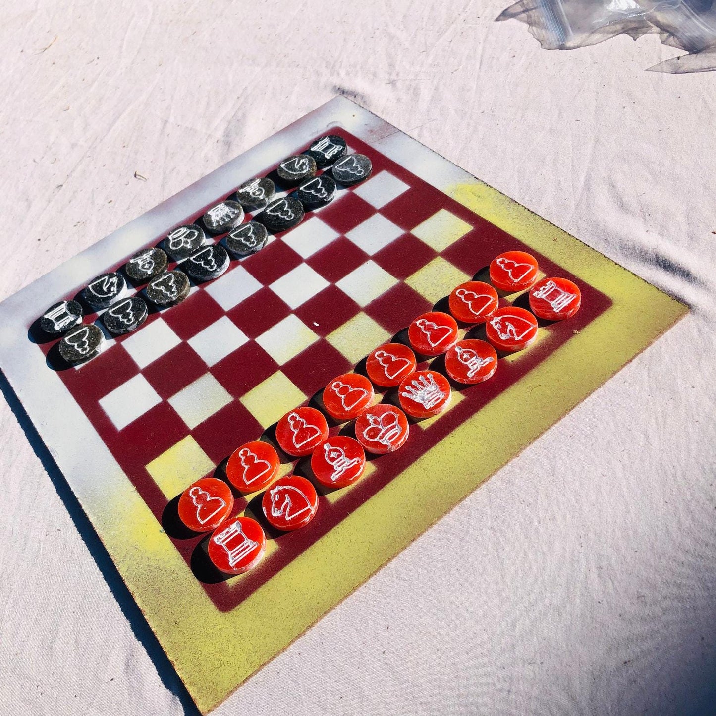 Chess Set - Faded Yellow Red