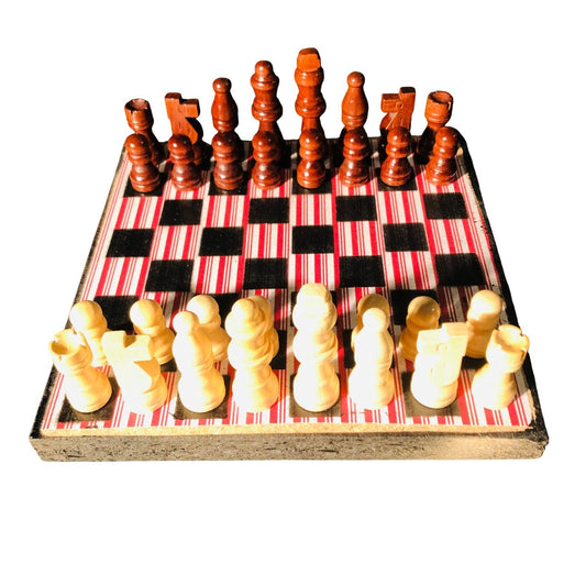 Scrapbook Chess Set - Red & White Lines