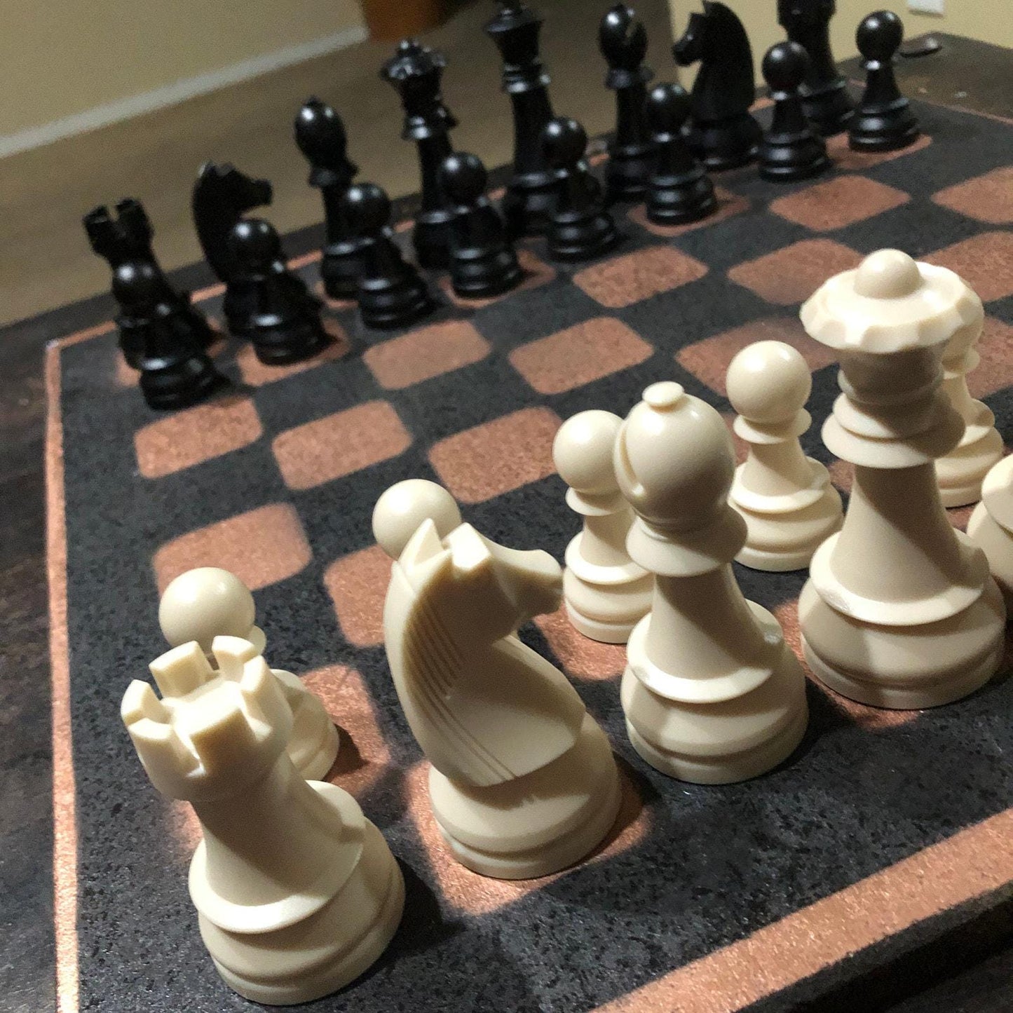 Large Painted Chess Set - Bronze & Black