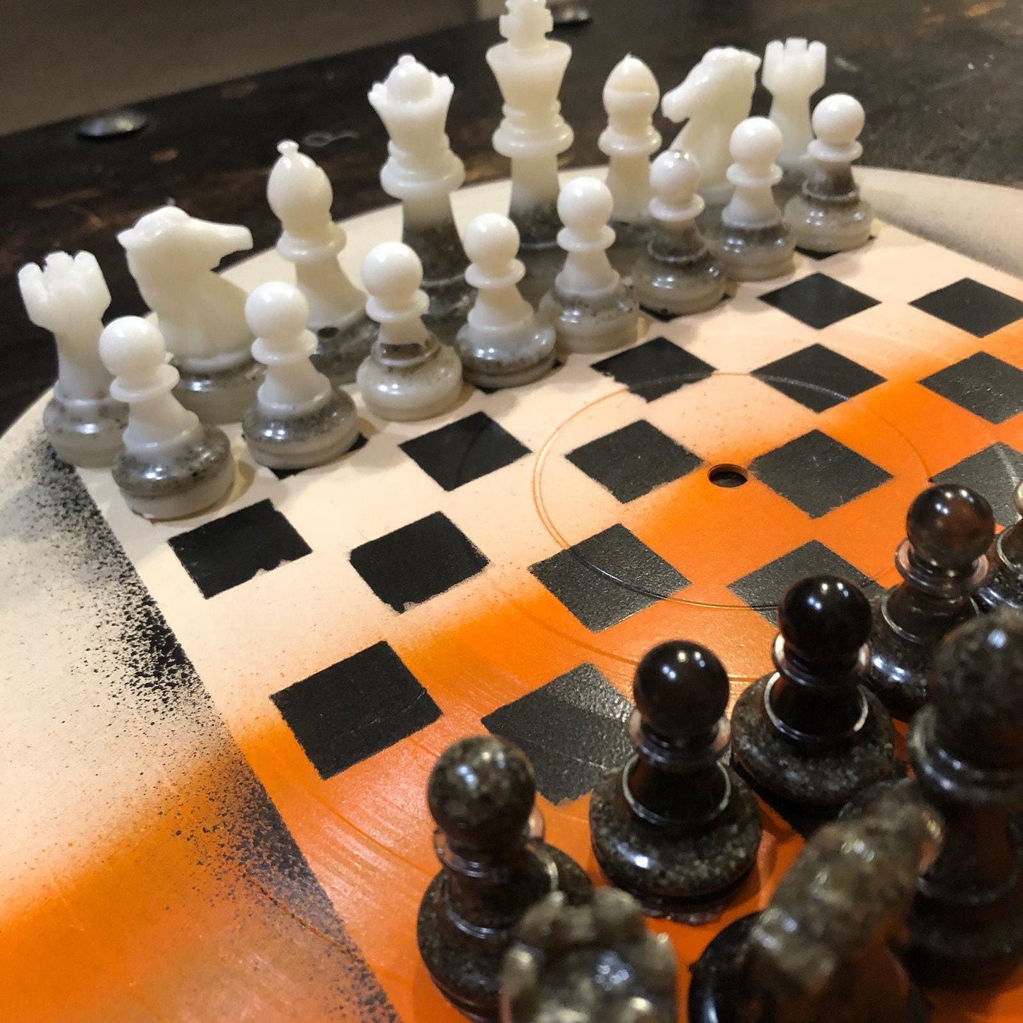 Vinyl Chess Set - Orange Cream (Resin Pieces)