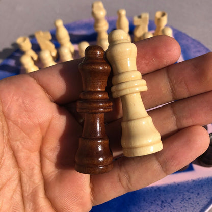 Vinyl Chess Set - Vintage Pink Blue