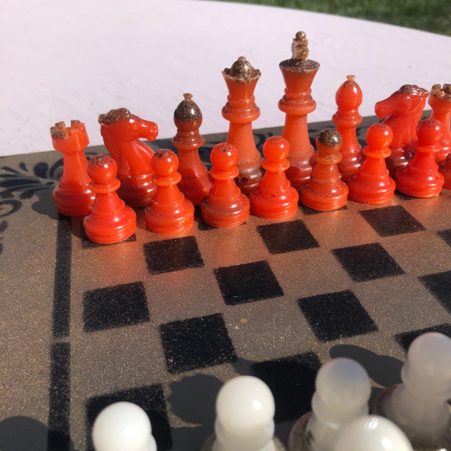 Chess Set - Gold Opal Red