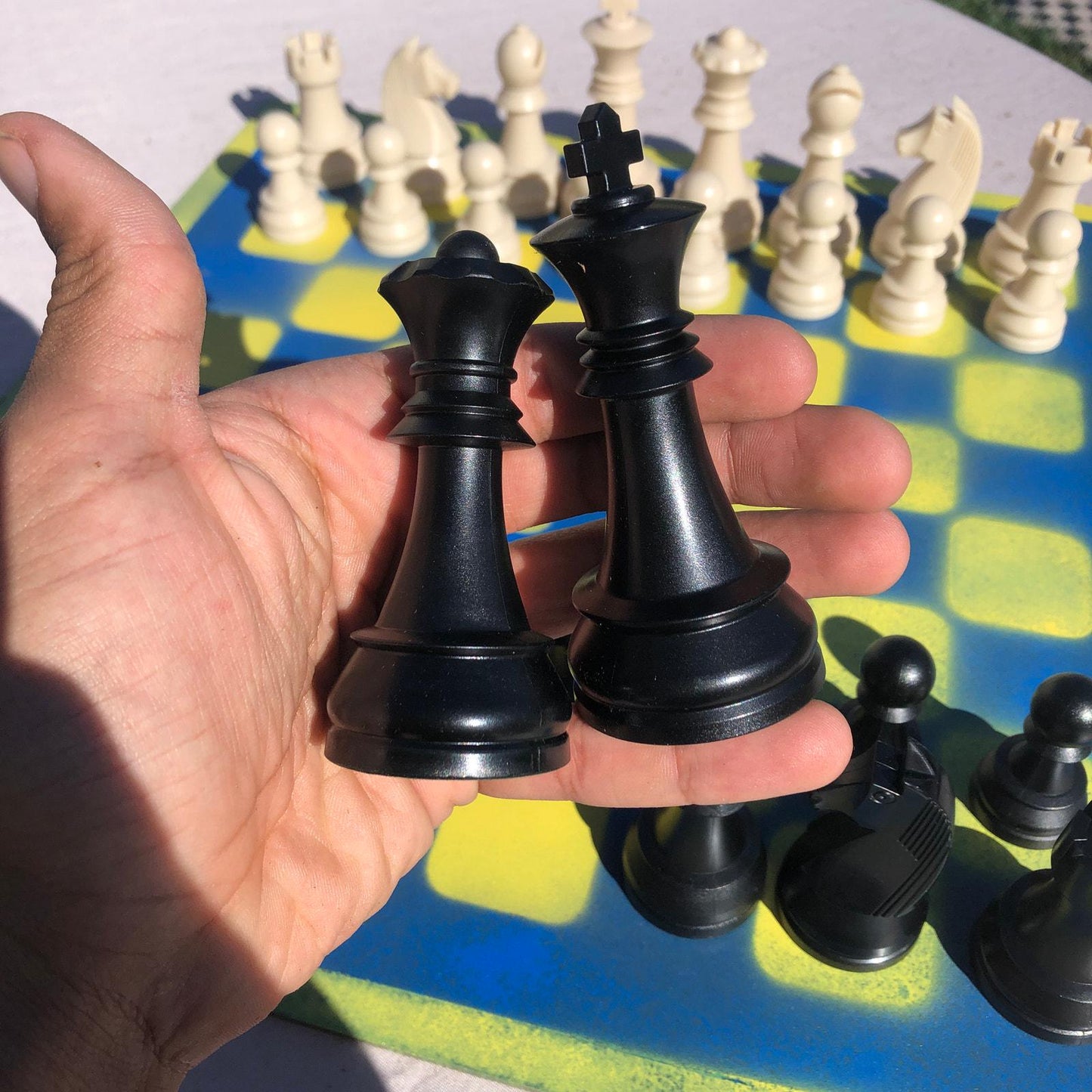 Large Chess Set - Blue & Yellow Pop