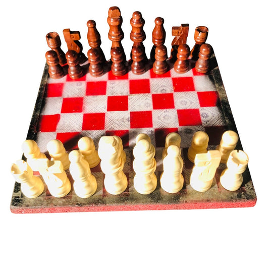 Scrapbook Chess Set - Red Royal Pattern